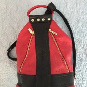 Valentina Red/Black Leather Convertible Backpack